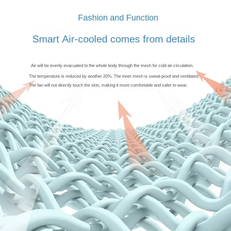 (image for) TENGOO Air Conditioning Clothing Vest 3-Gears Wind Speeds Sun Protection Cooling Vest USB Charging Continuous Cooling Jacket with Two Fans for Summer High Temperature Operation